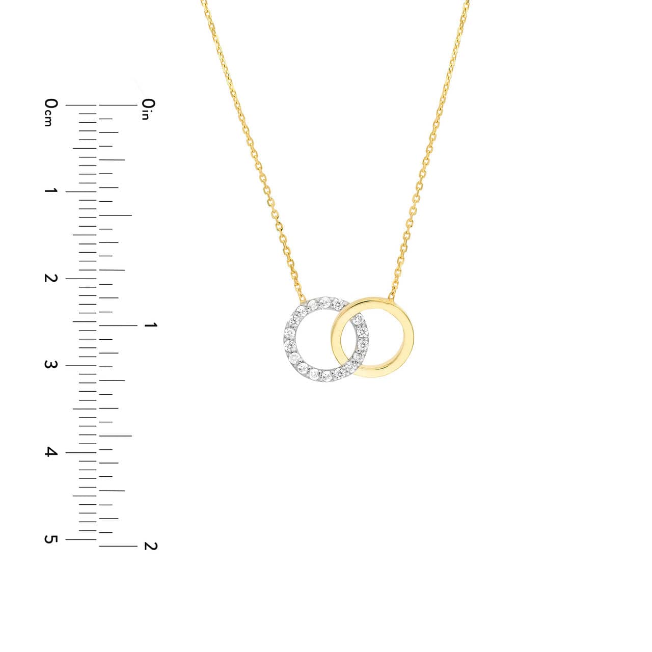 Adjustable 14K Adjustable Intertwined Two-Toned Diamond Circles Necklace