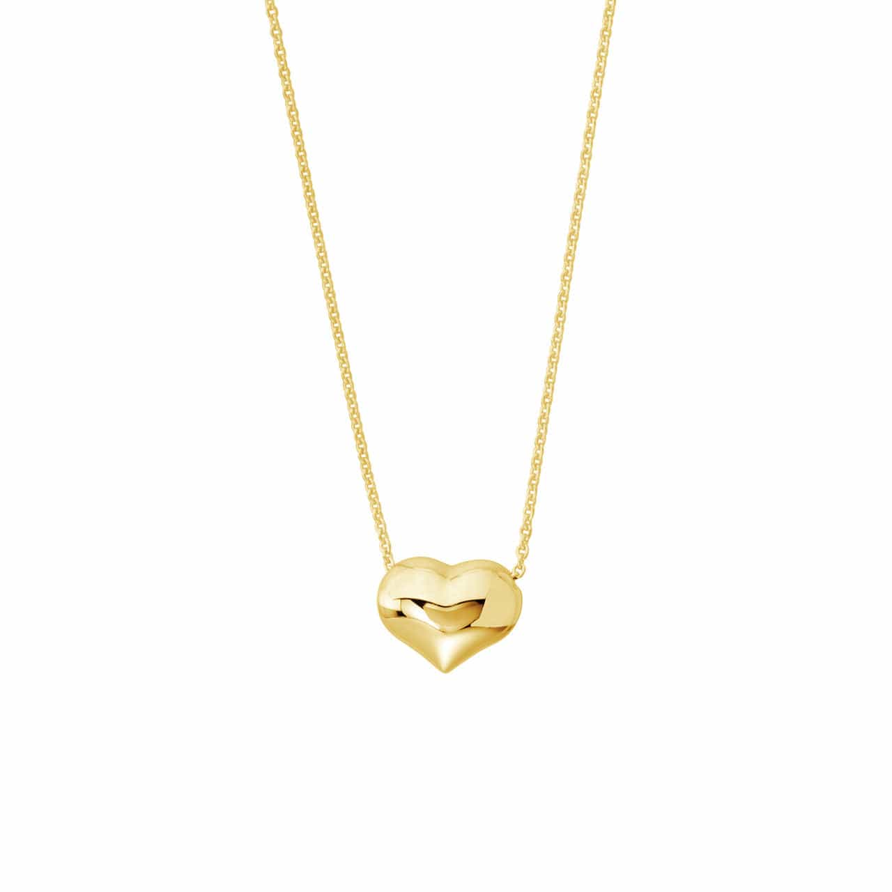 Necklace 14K Puffy Heart Adjustable Necklace