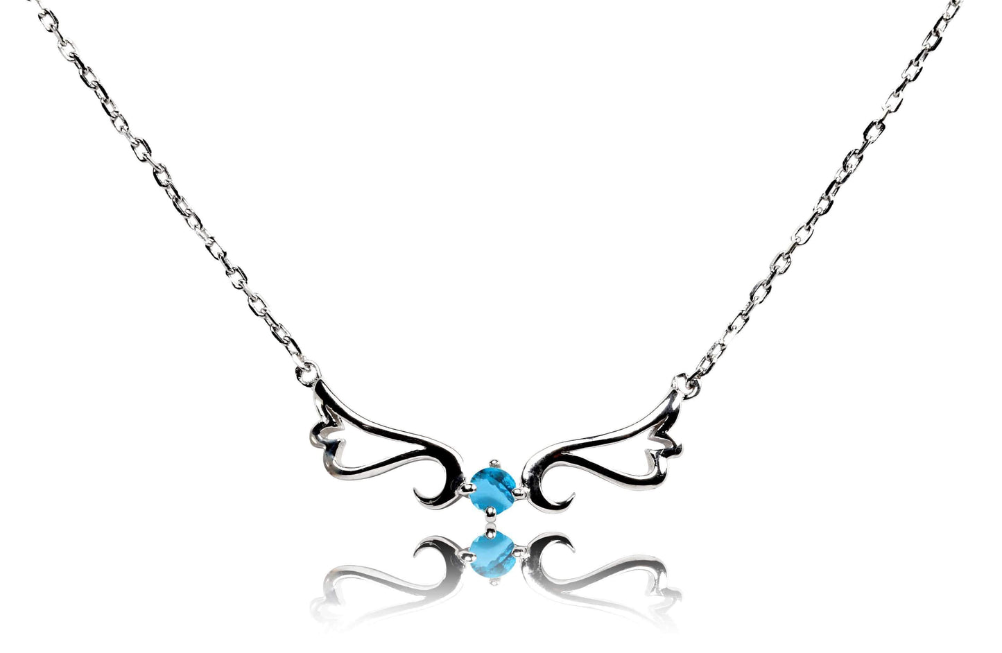 Blue Topaz Guardian Angel Necklace- December