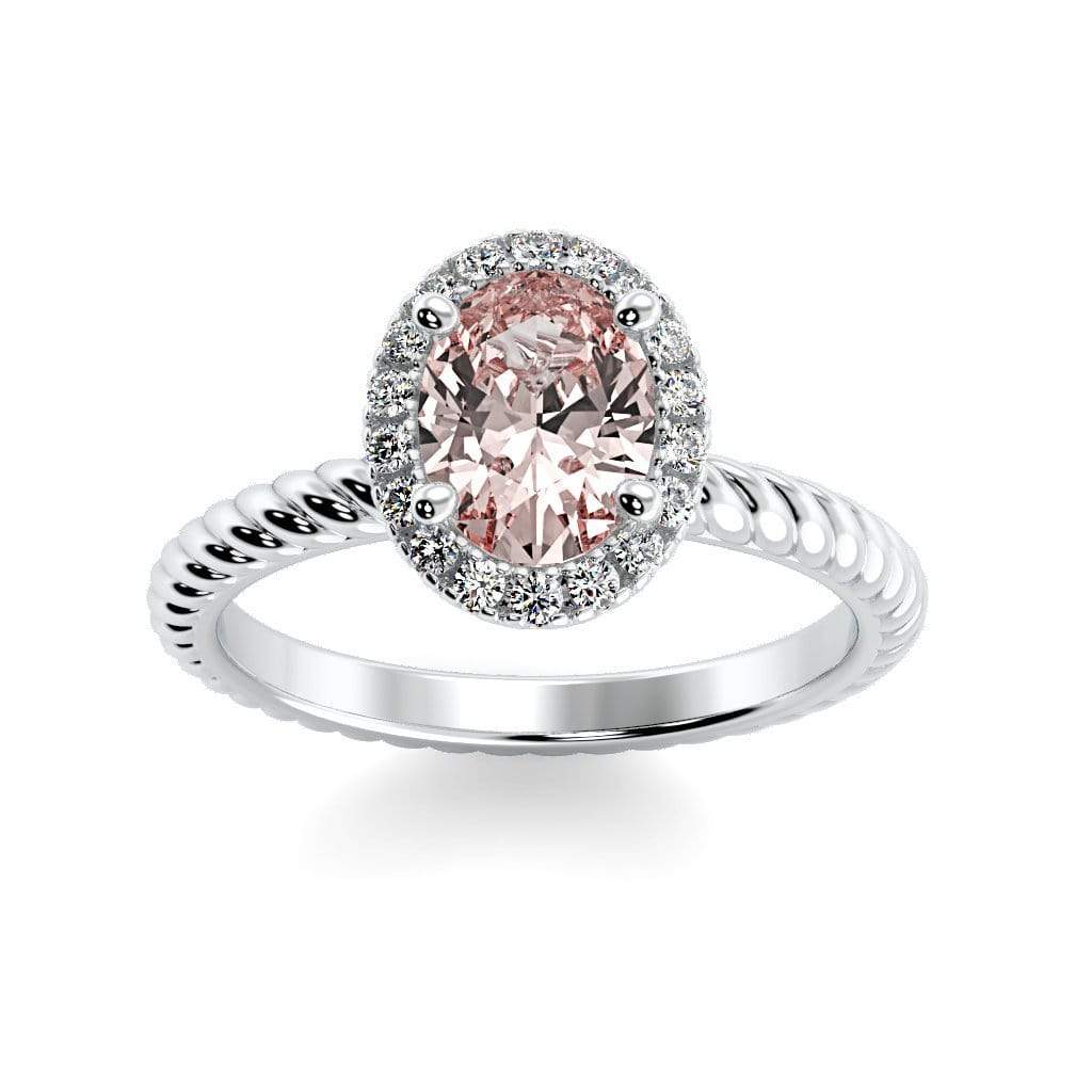 Diana Oval Chatham Champagne Sapphire Halo Diamond Ring
