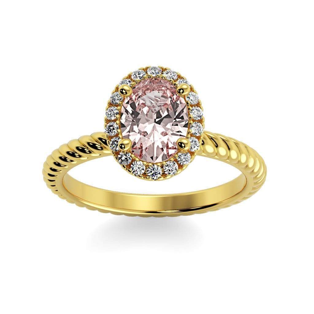 Diana Oval Chatham Champagne Sapphire Halo Diamond Ring