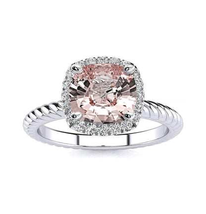 Gabriella Antique Cushion Chatham Champagne Sapphire Halo Diamond Ring