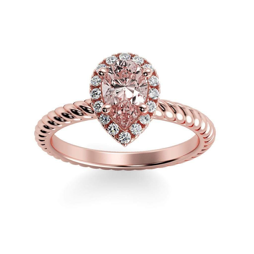 Kayla Pear Shape Chatham Champagne Sapphire Halo Diamond Ring