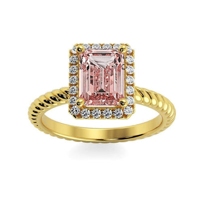 Lily Emerald Chatham Champagne Sapphire Halo Diamond Ring