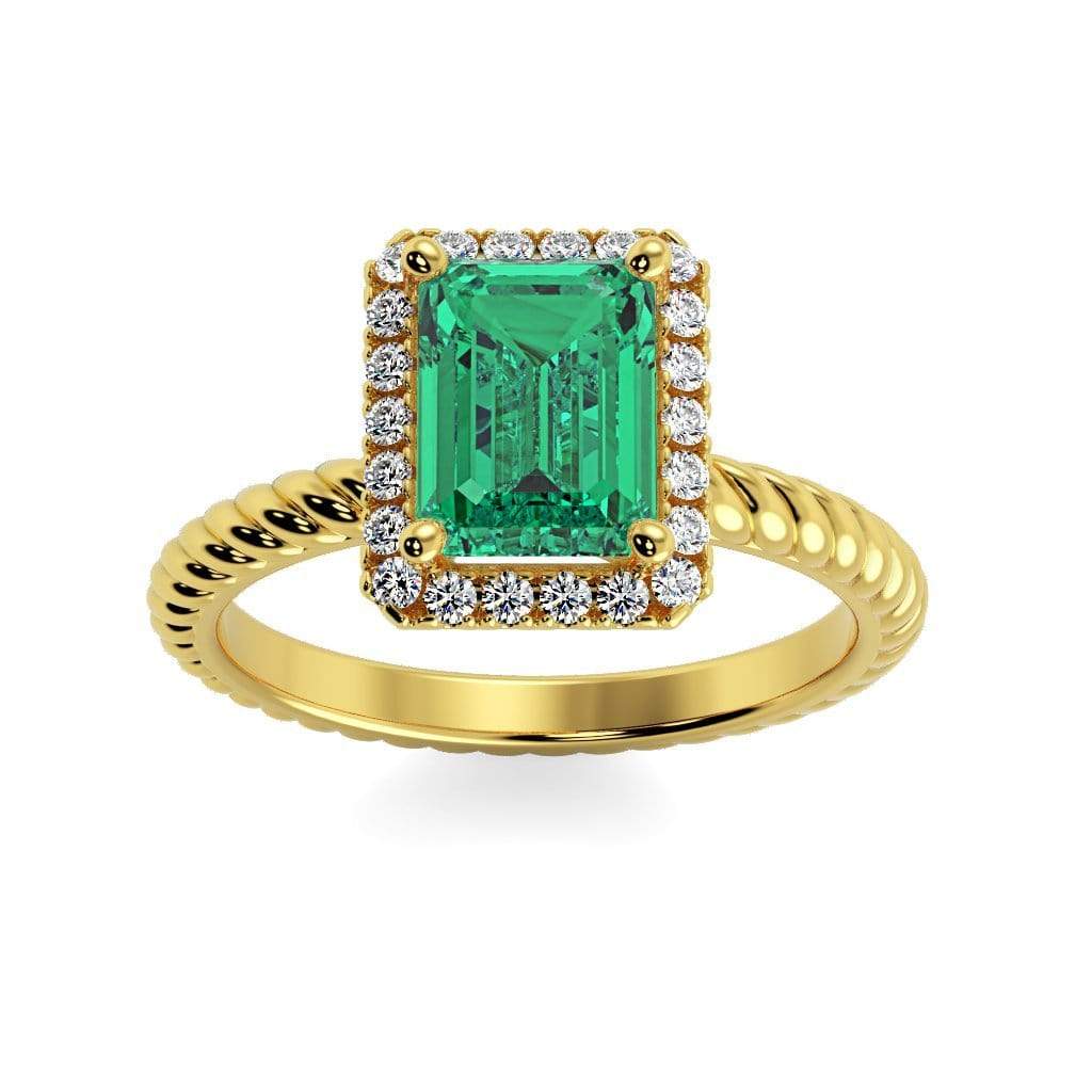 Lily Emerald Chatham Emerald Halo Diamond Ring