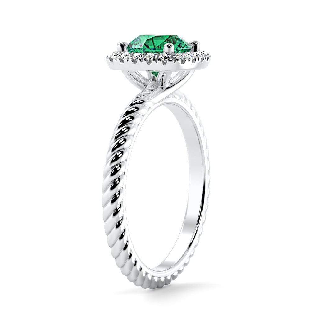 Penelope Round Chatham Emerald Halo Diamond Ring