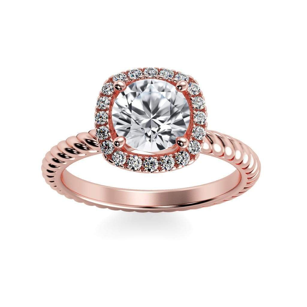 Penelope Round Chatham White Sapphire Halo Diamond Ring