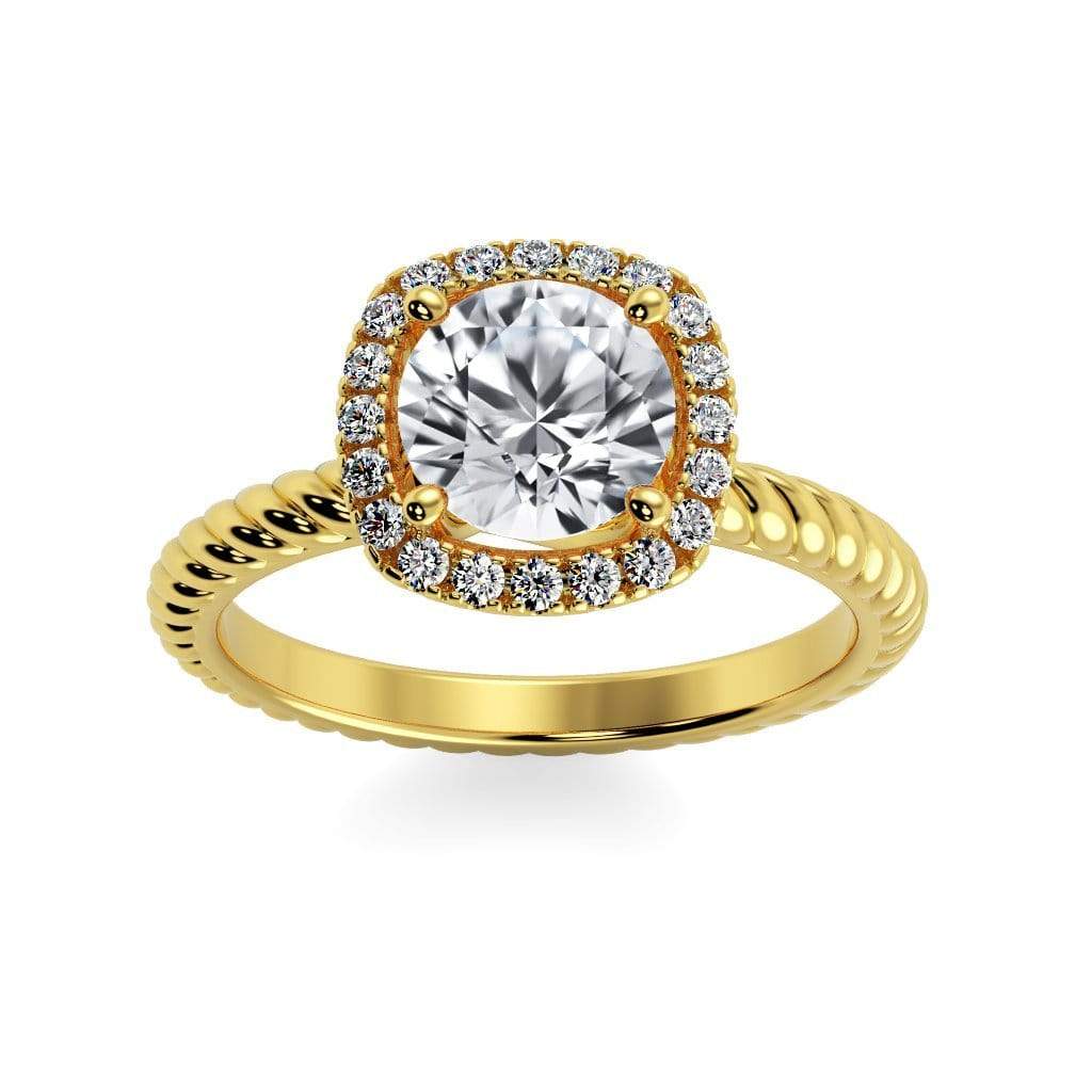 Penelope Round Chatham White Sapphire Halo Diamond Ring