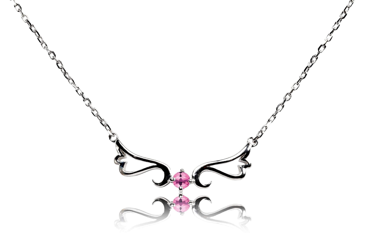 Pink Tourmaline Guardian Angel Necklace- October