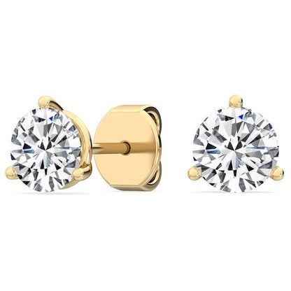 Earrings 14K Yellow Gold Three-Prong Martini Round Lab Created Diamond Stud Earrings (1.00 ct. tw.)